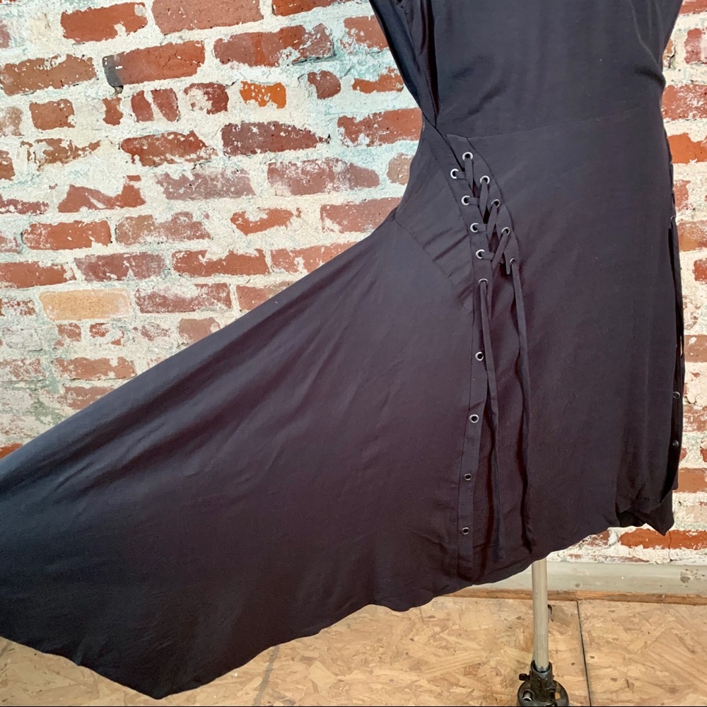 All Saints V Neck Wrap Front Dress Tiered Skirt - Picture 7 of 13